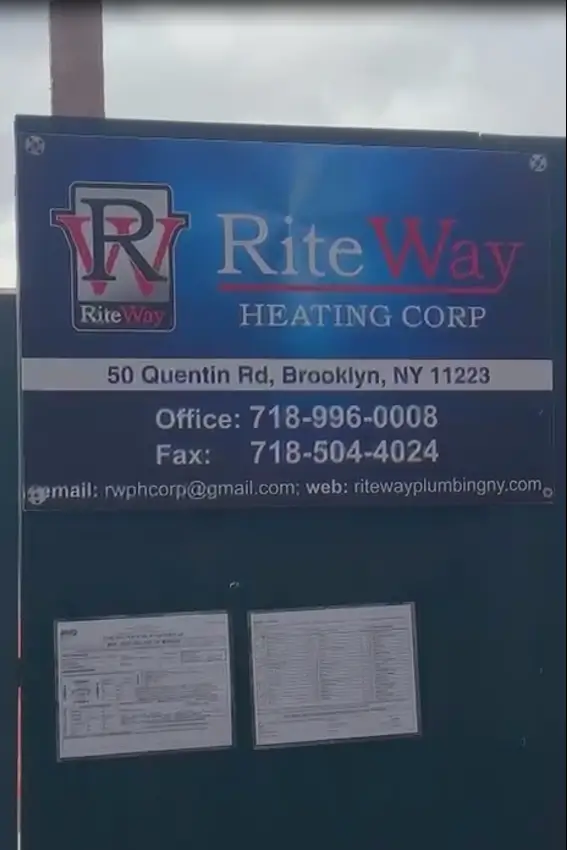 RiteWay Heating Group project sign at the job site