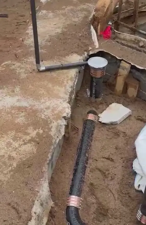 Plumbing drain system before concrete slab installation