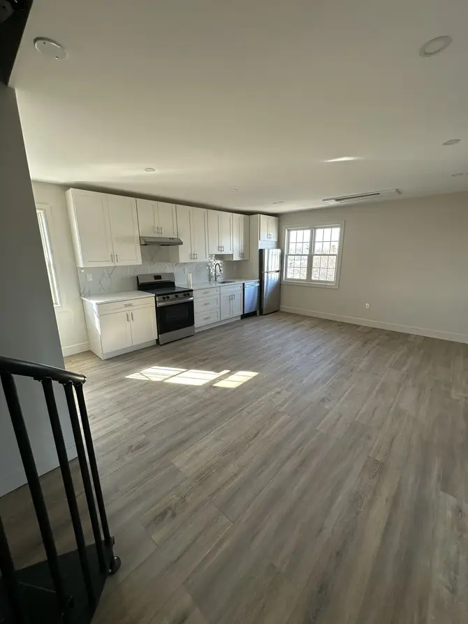 Open-concept living room and kitchen renovation