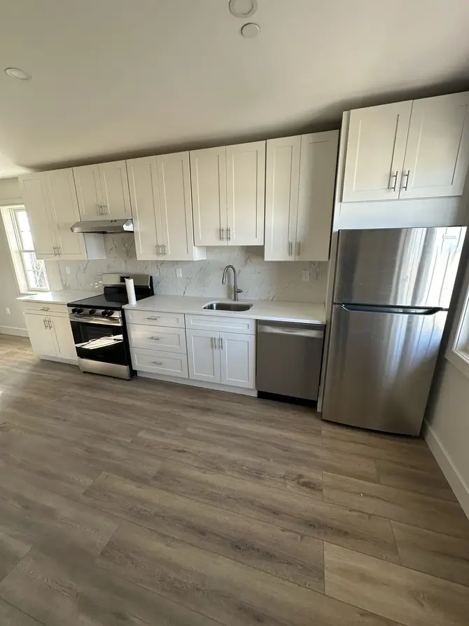 Modern kitchen with stainless steel appliances