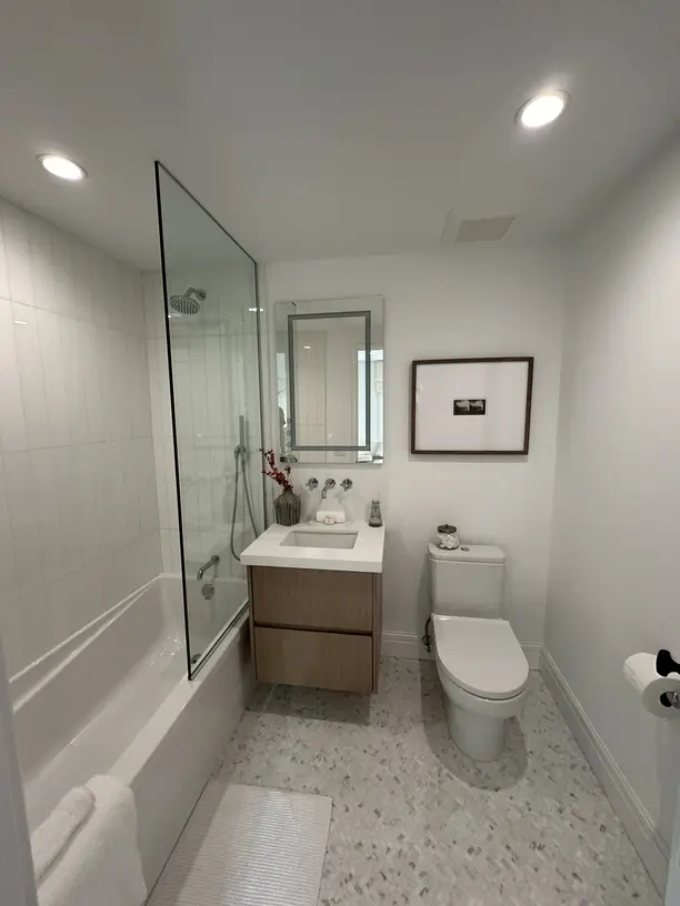 Bright bathroom with vanity