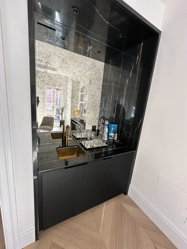 Black bathroom feature wall