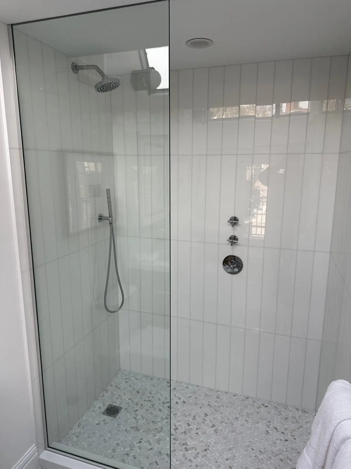 Bathroom vanity near window