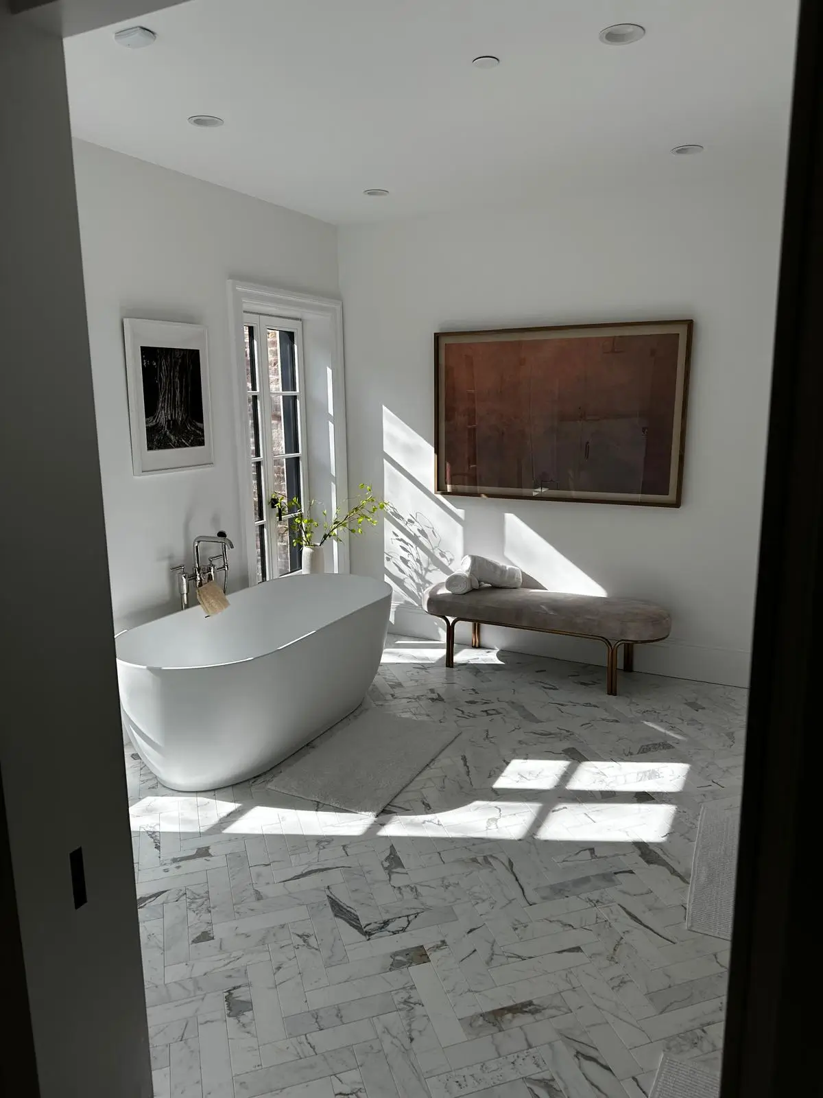 Bathroom with large window