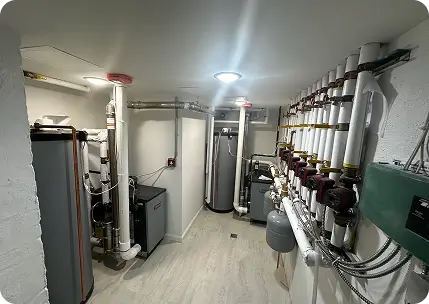 Boiler room plumbing installation